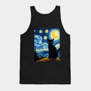 Starry Night Black Cat Tank Top